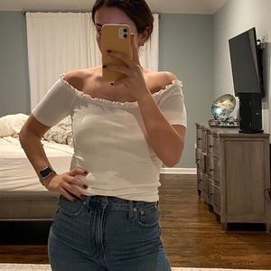 Abercrombie White Off Shoulder Bodysuit